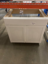 Westfield Feather White Assembled Sink Base Kitchen Cabinet (36 in. W x 23.75 in. D x 35 in. H)