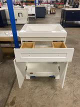 Everdean 25 in. W x 19 in. D x 34 in. H Single Sink Freestanding Bath Vanity in White with White Cultured Marble Top