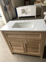 Doveton 36 in. W x 19 in. D x 34.50 in. H Freestanding Vanity in Weathered Tan with White Engineered Stone Top