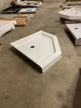 Classic 38 in. L x 38 in. W Corner Shower Pan Base with Center Drain in White