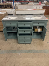 Hamilton Shutter 61 in. W x 22 in. D Double Bath Vanity in Sea Glass with Granite Vanity Top in Gray with White Sink