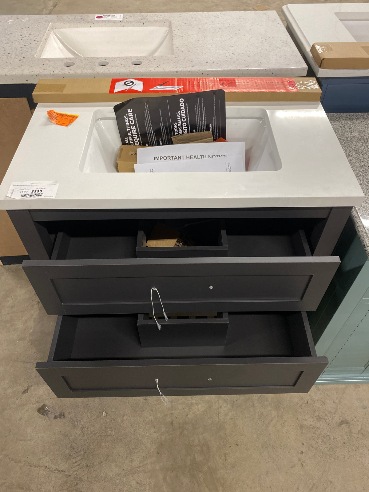 Autumn 30 in. Single Sink Freestanding Gray Bath Vanity with White Engineered Stone Top (Assembled)