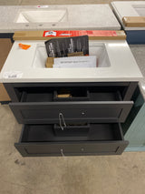Autumn 30 in. Single Sink Freestanding Gray Bath Vanity with White Engineered Stone Top (Assembled)