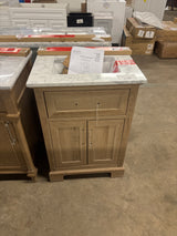 Doveton 24 in. W x 19 in. D x 34.5 in. H Single Sink Bath Vanity in Weathered Tan with White Engineered Marble Top