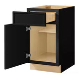 Leyton 18 in. W x 24 in. D x 34.5 in. H Ready to Assemble Plywood Slim Shaker Base Kitchen Cabinet in Raven Black