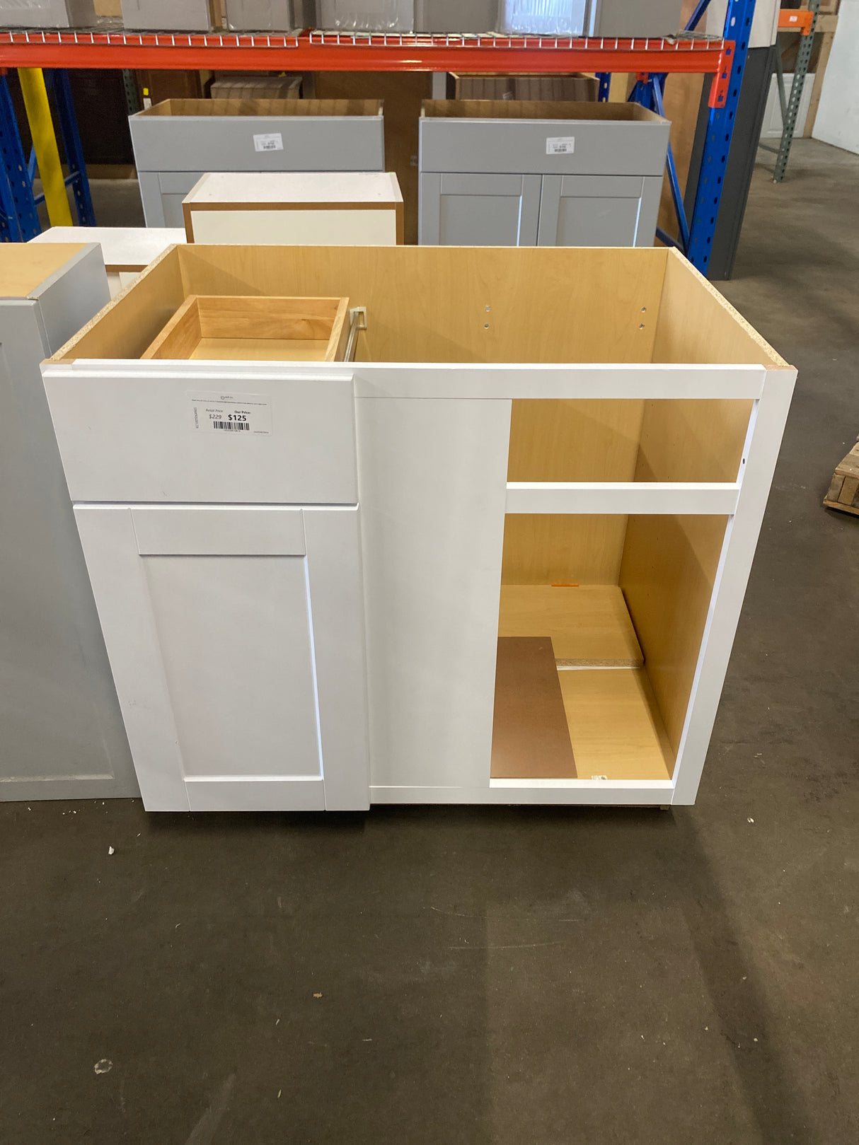 Shaker 36 in. W x 24 in. D x 34.5 in. H Assembled Blind Base Kitchen Cabinet in Satin White for Left or Right Corner