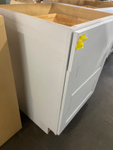 Shaker 24 in. W x 24 in. D x 34.5 in. H Assembled 3-Drawer Base Cabinet in Satin White