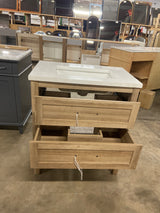 Autumn 30 in. Single Sink Weathered Tan Bath Vanity with White Engineered Stone Top (Assembled)
