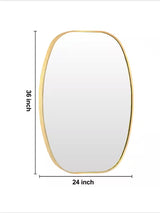 24 in. W x 36 in. H Gold Oval Wall Mounted Aluminum Alloy Bathroom Mirror Decorative Mirror(Set of 2)