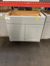 Shaker 36 in. W x 24 in. D x 34.5 in. H Assembled Base Kitchen Cabinet in Dove Gray with Ball-Bearing Drawer Glides