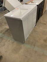 Bannister 37 in. W x 19 in. D x 35 in. H Single Sink Bath Vanity in Pearl Gray with White Cultured Marble Top