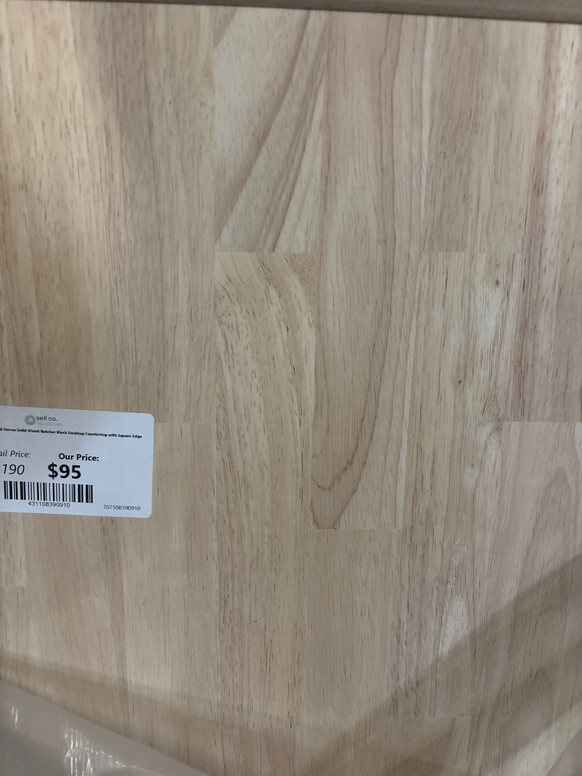 4 ft. L x 30 in. D Unfinished Hevea Solid Wood Butcher Block Desktop Countertop with Square Edge