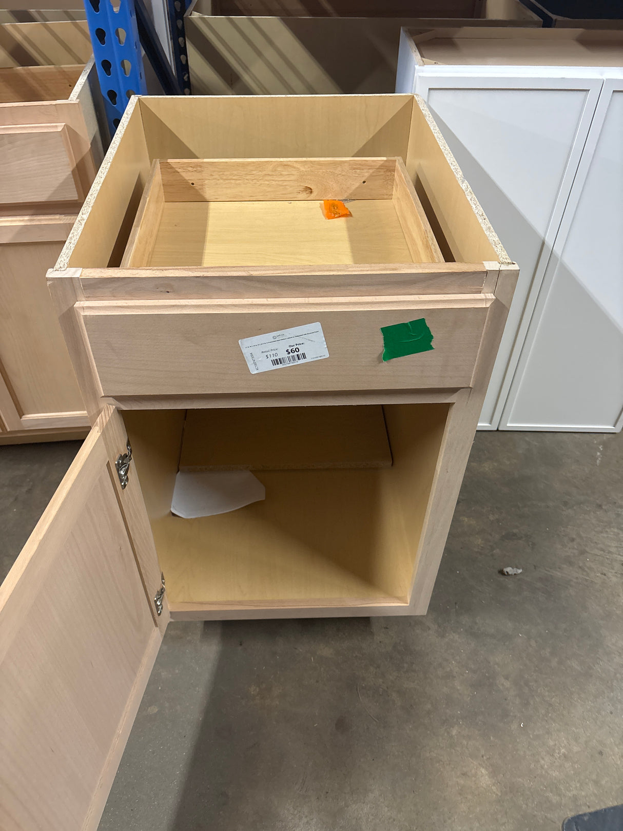 21 in. W x 24 in. D x 34.5 in. H Assembled Base Kitchen Cabinet in Unfinished with Recessed Panel