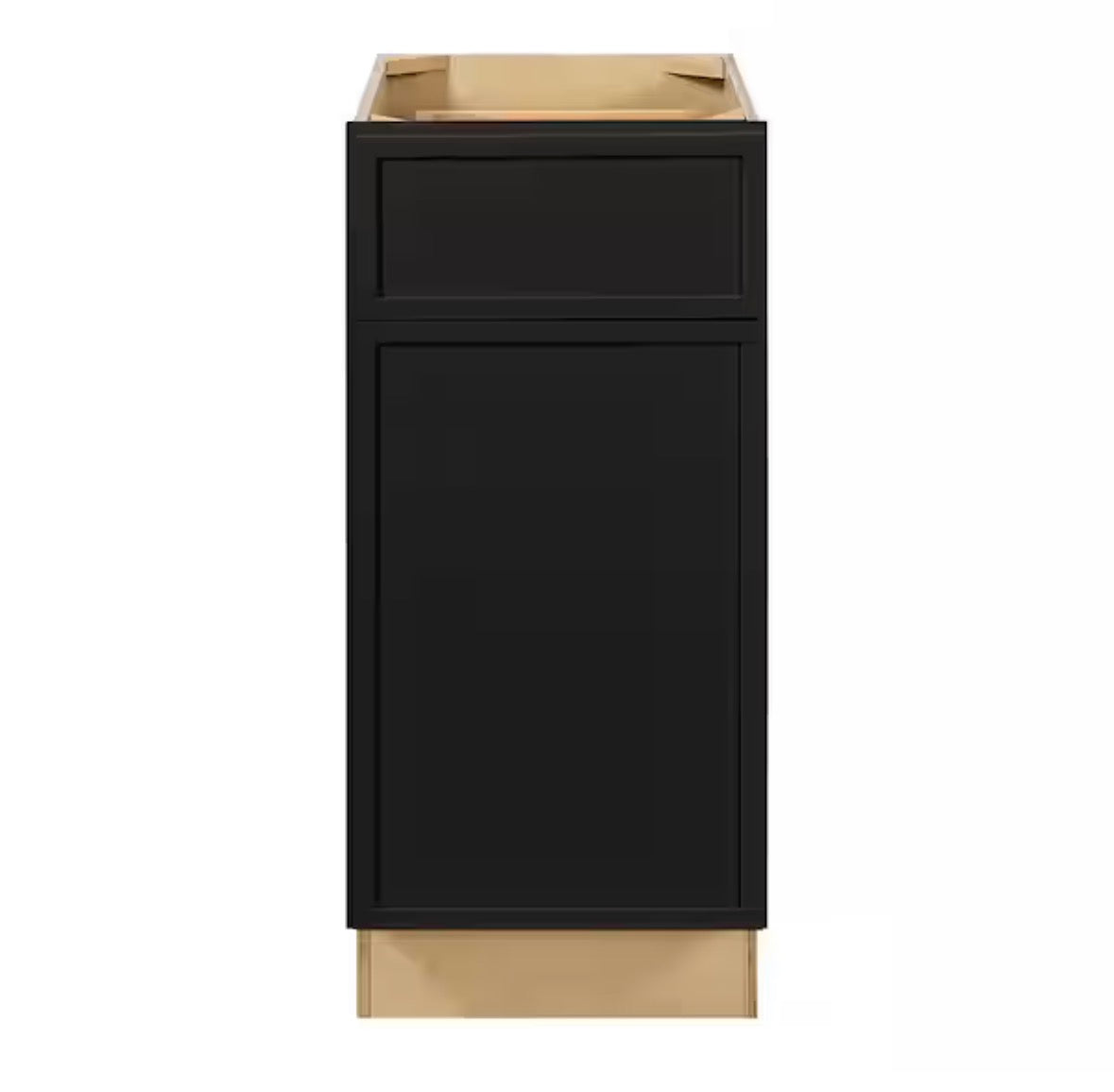 Leyton 15 in. W x 24 in. D x 34.5 in. H Ready to Assemble Plywood Slim Shaker Base Kitchen Cabinet in Raven Black