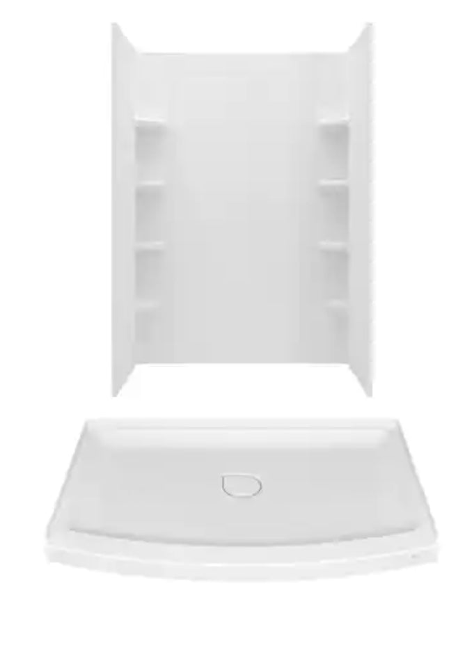 Ovation Curve 48 in. L x 30 in. W x 72 in. H Alcove Shower Kit with Shower Wall and Shower Pan in Artic White