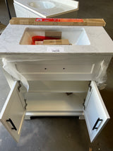 Doveton 30 in. W x 19 in. D x 34.5 in. H Single Sink Bath Vanity in White with White Engineered Stone Top