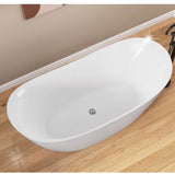 59 in. x 29.5 in. Free Standing Deep Soaking Double Slipper Alone Bath Tub Oval Acrylic Freestanding Bathtubs in White (Cracked)