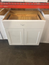 Shaker 33 in. W x 24 in. D x 34.5 in. H Assembled Base Cabinet in Satin White