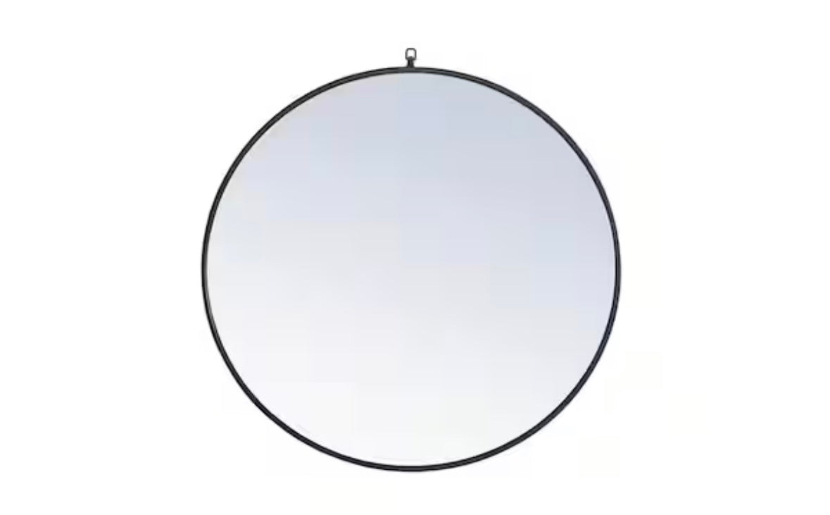 Timeless Home 36 in. W x 36 in. H Contemporary Metal Framed Round Black Mirror