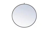 Timeless Home 36 in. W x 36 in. H Contemporary Metal Framed Round Black Mirror