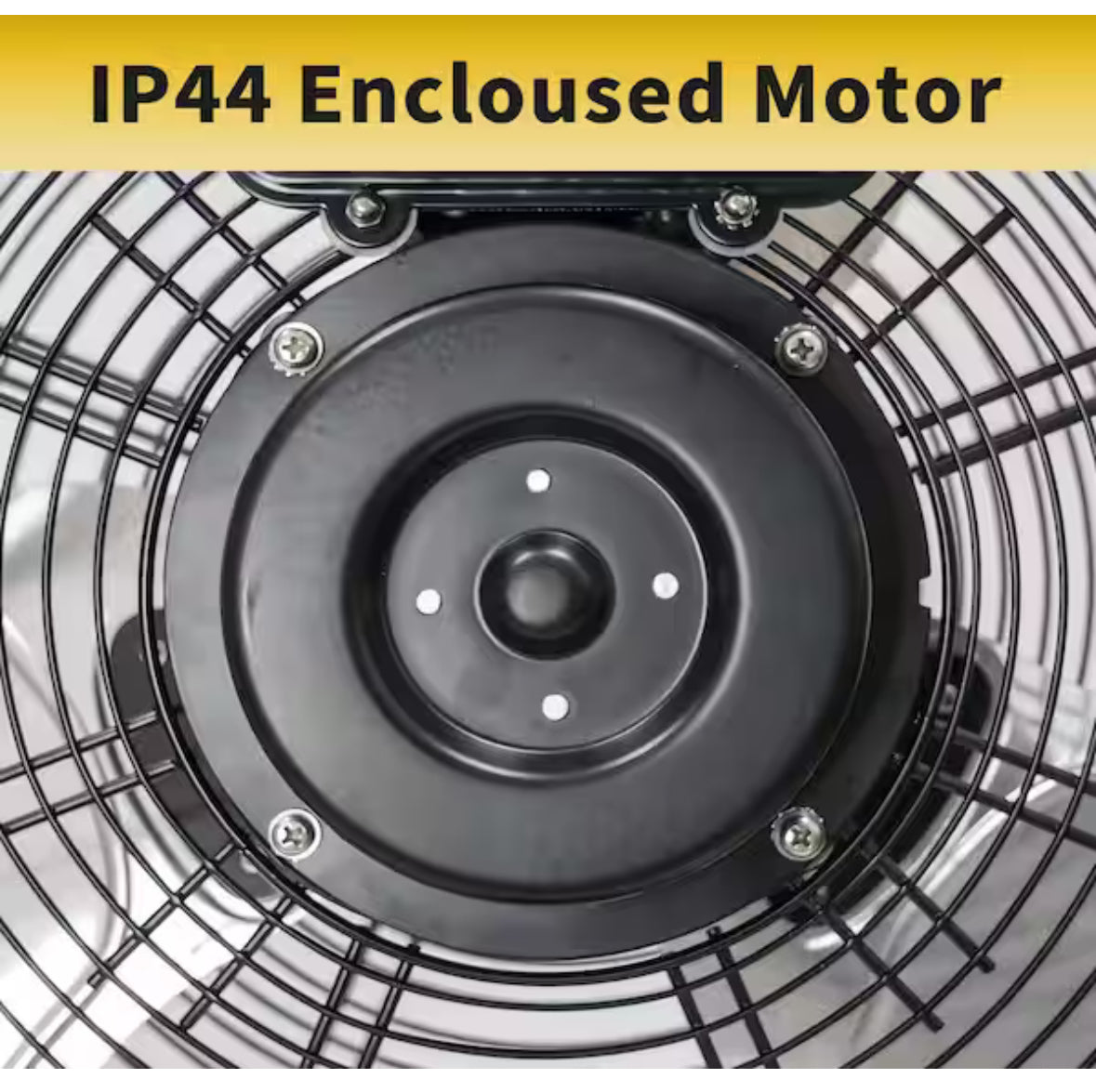 4400 CFM 20 in. Outdoor Misting Fan in Yellow Pedestal Standing Base with IP44 Enclosed Motor, 180Â° Tilted Head