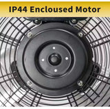 4400 CFM 20 in. Outdoor Misting Fan in Yellow Pedestal Standing Base with IP44 Enclosed Motor, 180Â° Tilted Head