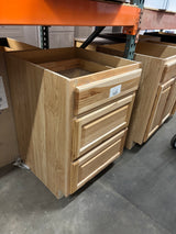 Hampton 24 in. W x 24 in. D x 34.5 in. H Assembled 3 Drawer Base Cabinet in Natural Hickory