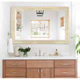 28 in. W x 48 in. H Bohemian Carved Beaded Rectangular Wood Frame Wall Mirror Decorative Mirror