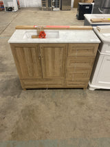 Tobana 42 in. W x 19 in. D x 34.5 in. H Bath Vanity in Weathered Tan with White Cultured Marble Top