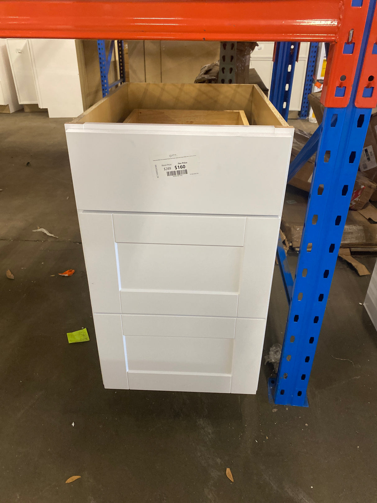 Shaker Satin White Stock Assembled Drawer Base Kitchen Cabinet with Drawer Glides (18 in. x 34.5 in. x 24 in.)