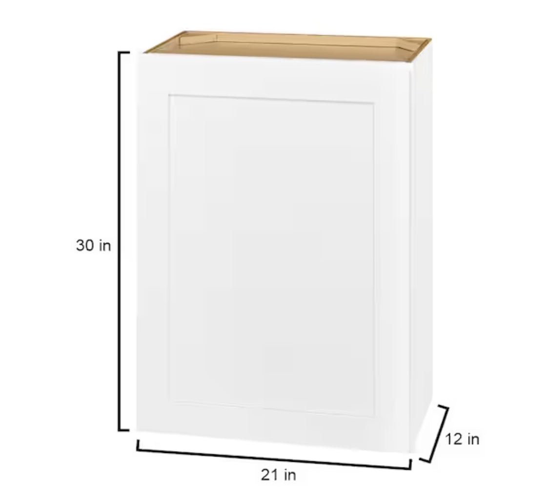 Avondale Shaker Alpine White Ready to Assemble Plywood 21 in Wall Kitchen Cabinet (21 in W x 30 in H x 12 in D)