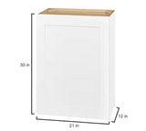 Avondale Shaker Alpine White Ready to Assemble Plywood 21 in Wall Kitchen Cabinet (21 in W x 30 in H x 12 in D)