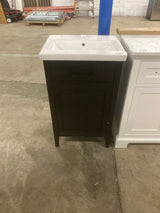 Cove 20 in. Single Sink Freestanding Rattan Bathroom Vanity in Black Oak with White Ceramic Top