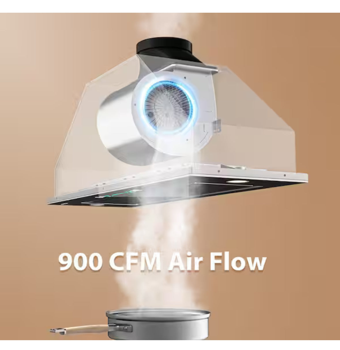 28 in. 900 CFM Convertible Insert Range Hood in Stainless Steel and White Glass with LED Lights