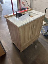 Tobana 30 in. W x 19 in. D x 34.50 in. H Bath Vanity in Weathered Tan with White Cultured Marble Top