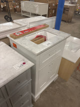 Doveton 24 in. W x 19 in. D x 34 in. H Single Sink Bath Vanity in White with White Engineered Marble Top