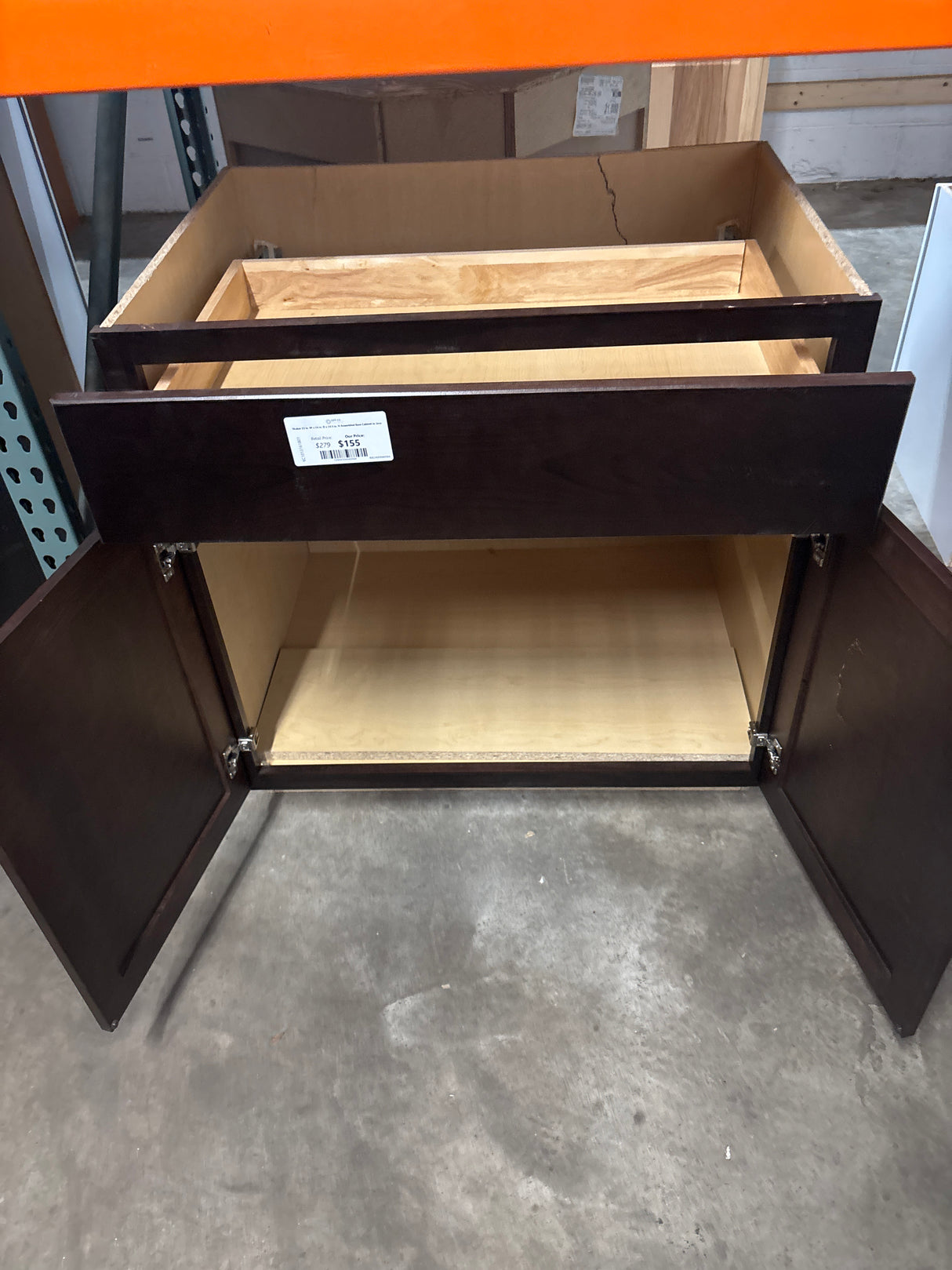 Shaker 33 in. W x 24 in. D x 34.5 in. H Assembled Base Cabinet in Java