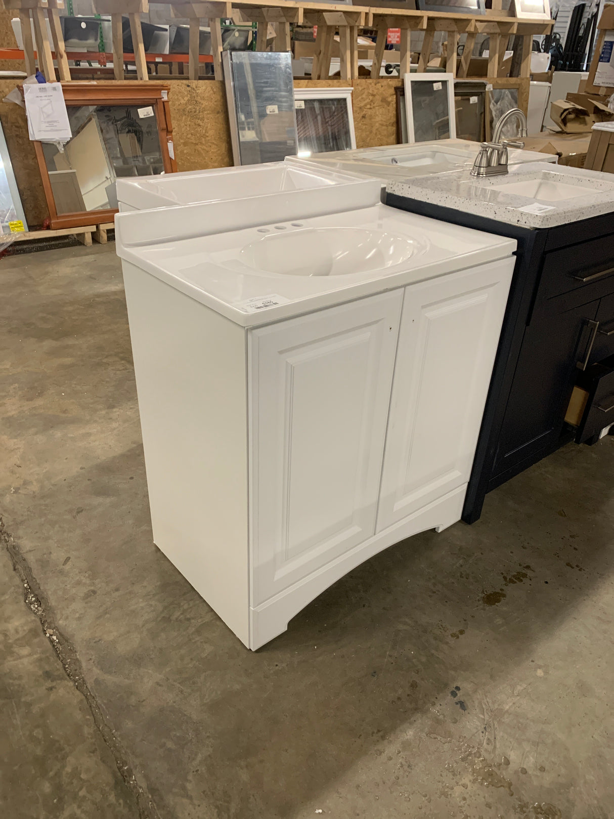 31 in. W x 19 in. D x 35 in. H Single Sink Freestanding Bath Vanity in White with White Cultured Marble Top