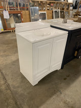 31 in. W x 19 in. D x 35 in. H Single Sink Freestanding Bath Vanity in White with White Cultured Marble Top