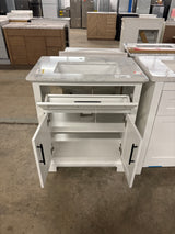 Doveton 30 in. W x 19 in. D x 34.5 in. H Single Sink Bath Vanity in White with White Engineered Stone Top