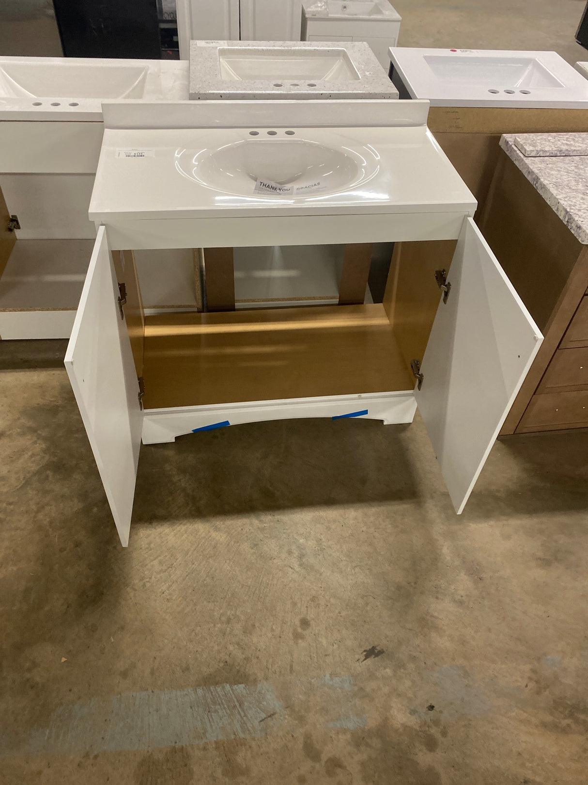 Glacier Bay 37 in. W x 19 in. D x 35 in. H Single Sink Freestanding Bath Vanity in White with White Cultured Marble Top