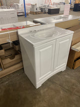 31 in. W x 19 in. D x 35 in. H Single Sink Freestanding Bath Vanity in White with White Cultured Marble Top