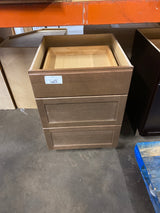 Sinclair 24 in. W x 24 in. D x 34.5 in. H Assembled 3 Drawer Base Kitchen Cabinet in Shaker Saddle Oak