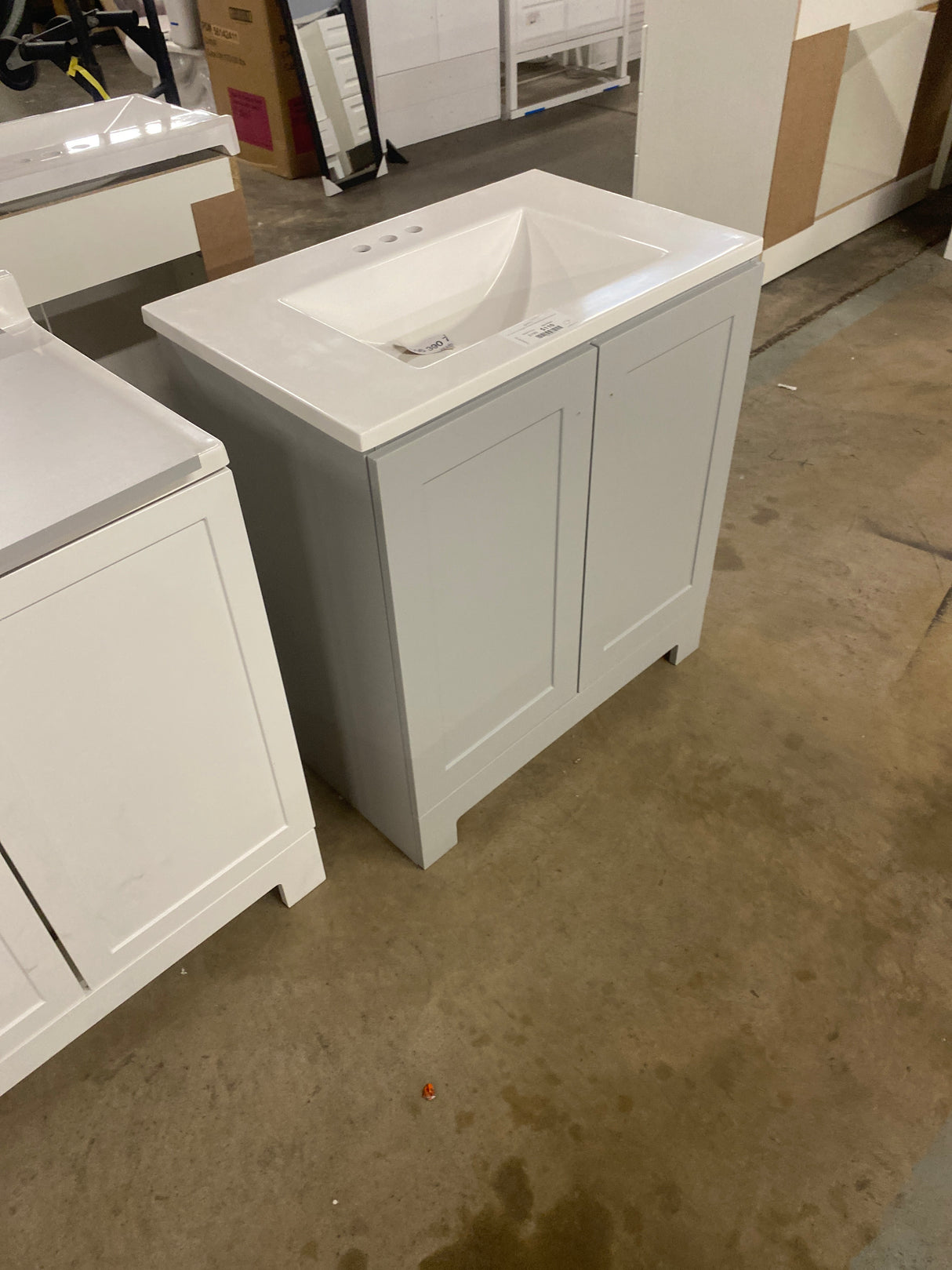 30 in. W x 19 in. D x 33 in. H Single Sink Freestanding Bath Vanity in Pearl Gray with White Cultured Marble Top