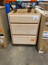24 in. W x 24 in. D x 34.5 in. H Assembled Drawer Base Kitchen Cabinet in Unfinished with Recessed Panel