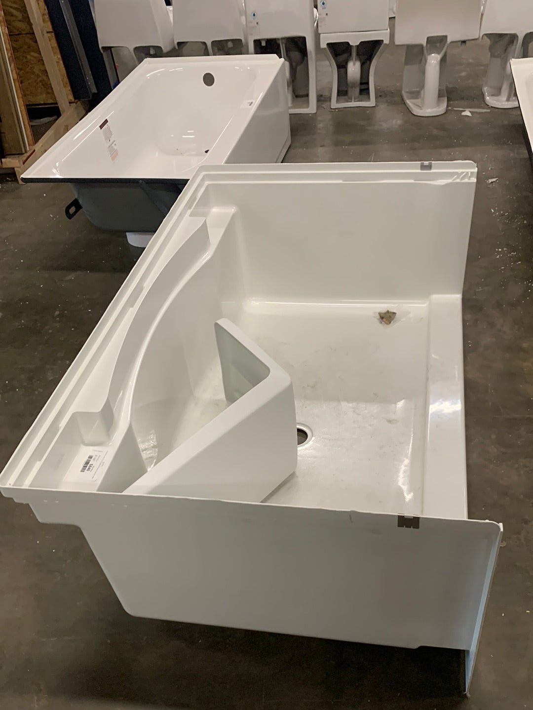 Accord 36 in. x 60 in. Standard Fit Shower Pan with Seat in White