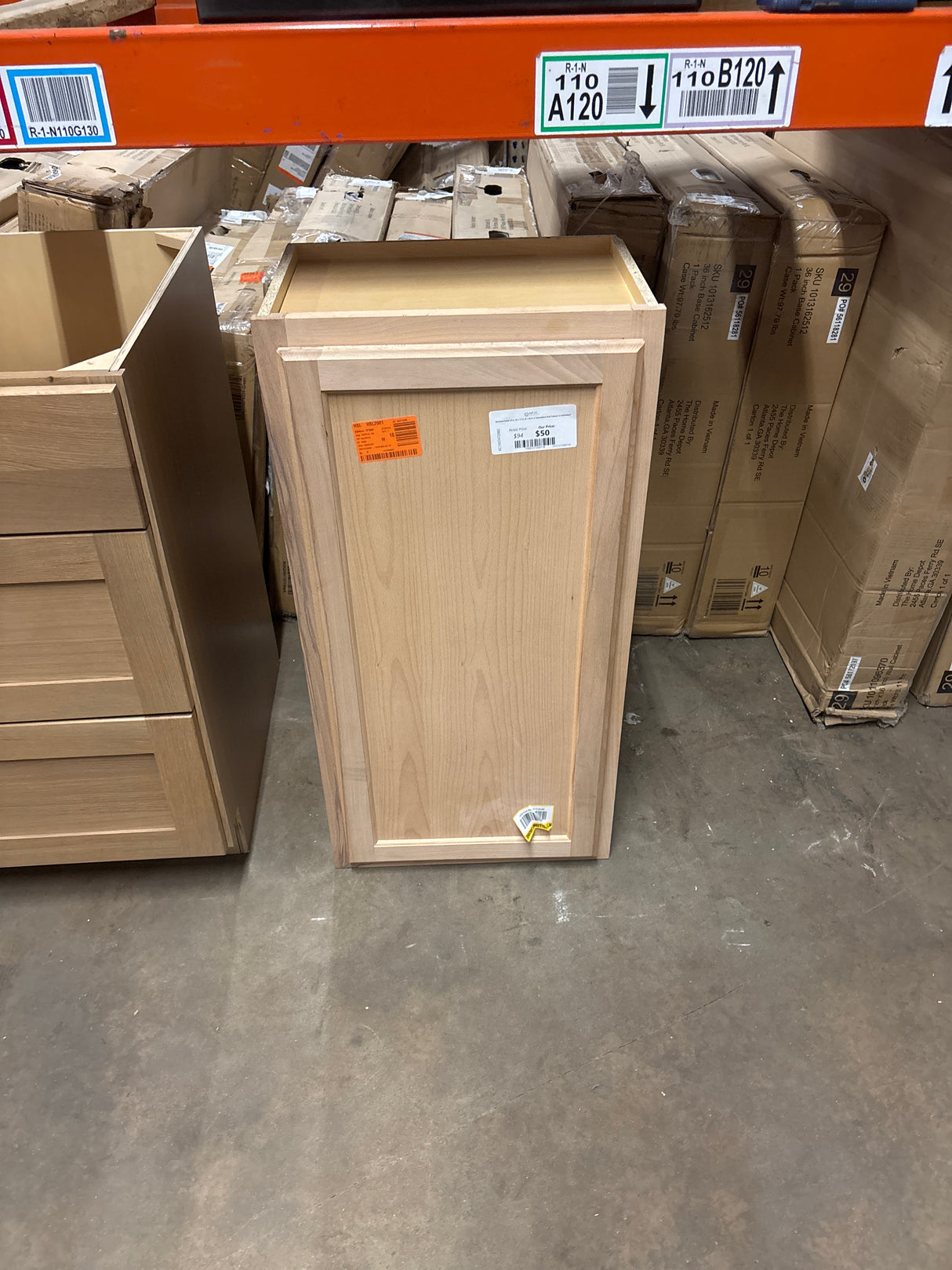 Recessed Panel 18 in. W x 12 in. D x 36 in. H Assembled Wall Cabinet in Unfinished