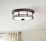 Portland Court 14 in. 1-Light Oil Rubbed Bronze with Gold Highlights LED Flush Mount Ceiling Light