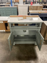 Doveton 36 in. Single Sink Sage Green Bath Vanity with White Engineered Stone Top (Assembled)