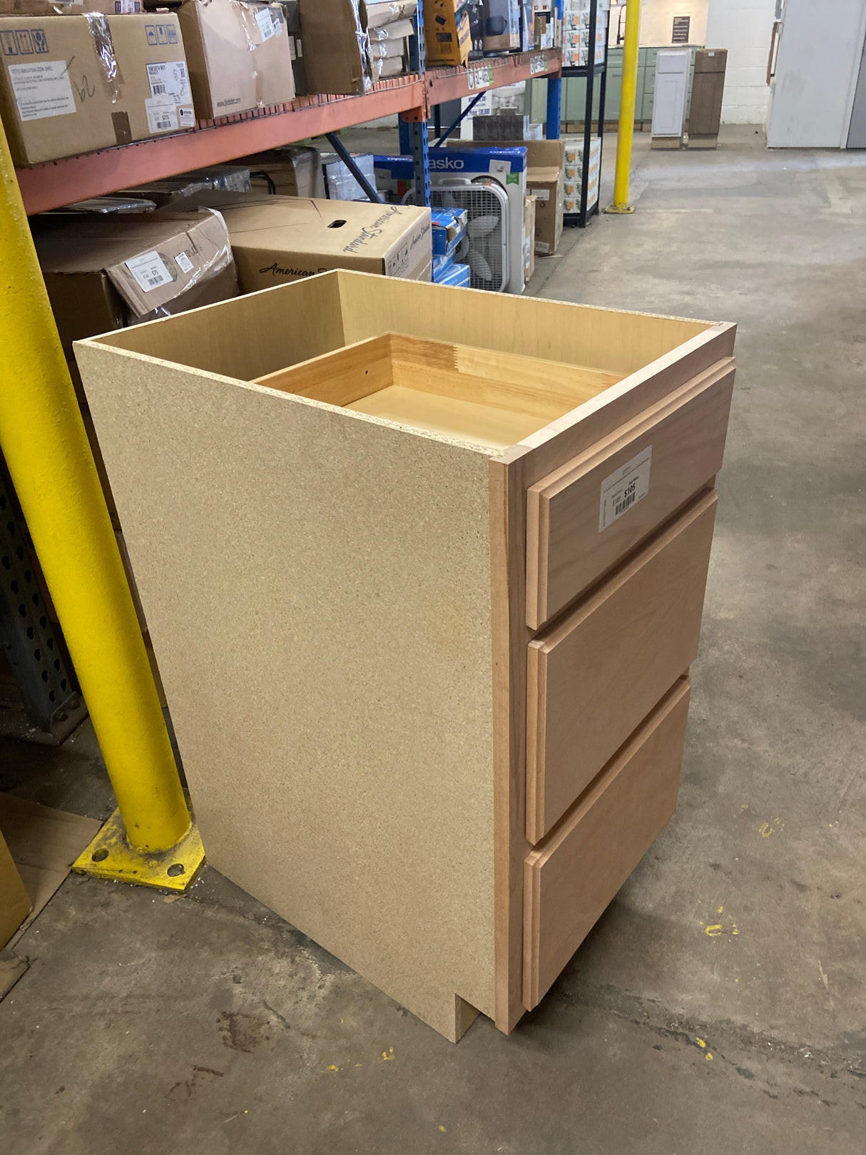 18 in. W x 24 in. D x 34.5 in. H Assembled Drawer Base Kitchen Cabinet in Unfinished with Recessed Panel